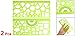 uxcell a13040900ux0214 2 Pcs Clear Green Plastic Hollow Students Geometric Template Student Ruler Set
