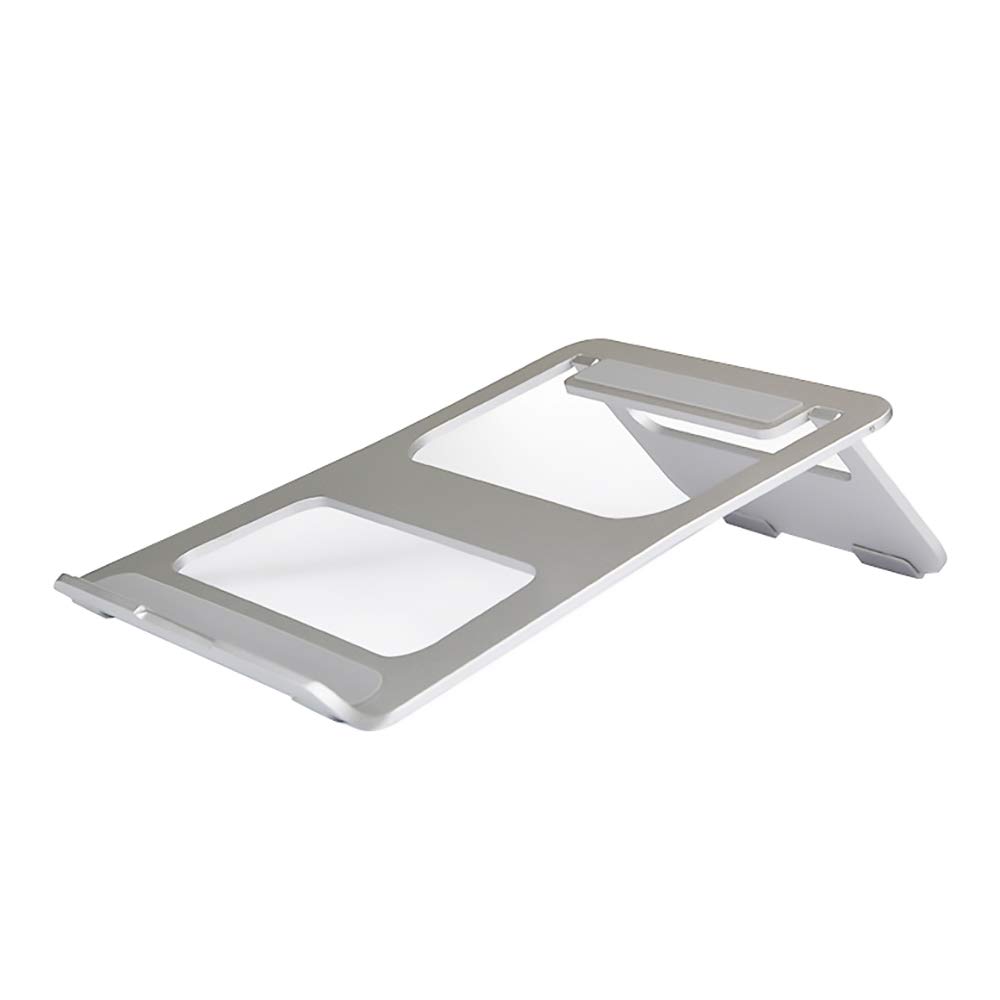 Aluminum Laptop Stand ixaer Portable Adjustable Notebook Stand with Folding Holder for Android or Apple Devices 5.25 to 18.37 Inches 360 Degree Rotating Flexible Arm (Silver)