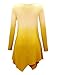 Lock and Love WT1050 Womens V Neck Long Sleeve Dip Dye Handkerchief Hem Tunic Top L Yellow