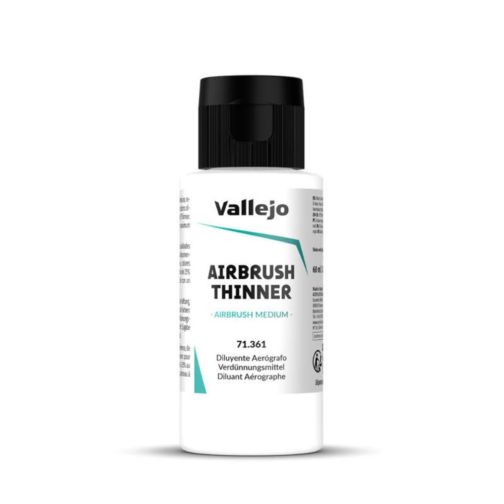 Vallejo Thinner for Airbrush, 60 ml, Ideal for Acrylic Paints, Fast-Drying Formula, Perfect for Smooth Application and Blending