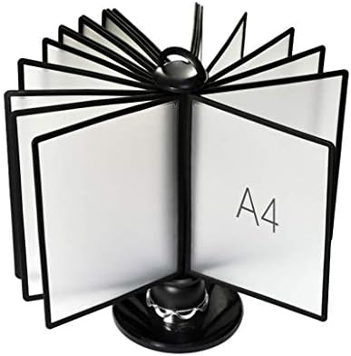 Mnjin Presentation Folder, Phone Holder Menu Display Phone Holder A4 File Display Rotation Display Desktop Management Holder-Black
