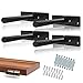 Floating Shelf Bracket Black Heavy Duty 6 Inch 4 Pack - Invisible Blind Hidden Steel Supports For Wood - Screws Wall Plugs Included - Best Space-Saving Design Ideas For Small Homes By FOREM