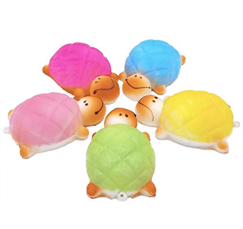R.FLOWER 5PCS 3" Jumbo Soft Rising Colorful Turtle Cute Kawaii Key Pendant Bread Bun Rope Random Color