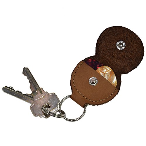 Rustic Leather Guitar Pick Holder Key Chain Handmade by Hide & Drink :: Toffee Suede