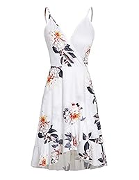 ULTRANICE Vestido de verano con volantes y cuello en V ajustables, estilo casual, para mujer