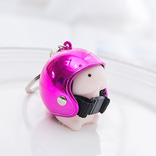 Cartoon Helmet Keychain - Helmet Cartoon Cap Motorcycle Keychain Squeezing Stress Reliever Prank Toy, Cute Doll Keychain for Car Keyring, Charm Gift (Pink)