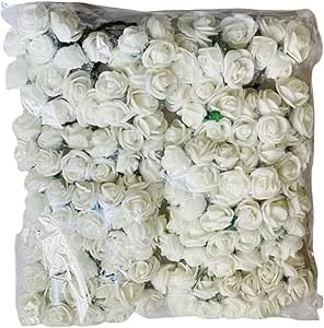 Witty Cuties Artificial Flowers Real Looking Artificial White Roses Foam Flowers for Crafting Fake Foam Roses Decoration DIY Wedding Bouquets Bridal Shower Flower Decoration Pack of 1 (144pcs).