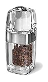 COLE & MASON Seville Salt Shaker and Pepper Grinder Combo, Acrylic Combination Mill Includes Premium Salt and Peppercorns
