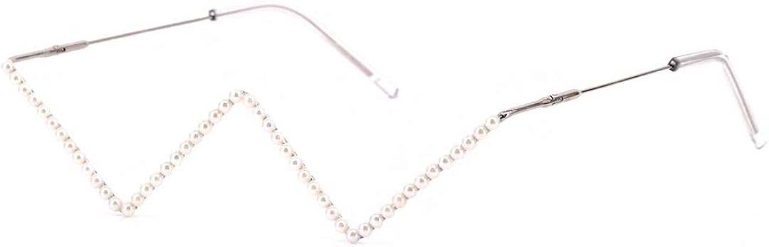 Giovacker Women Girls Classic Rhinestone No Lens Eyeglasses Decor Retro Glasses Half Glasses Metal Frame