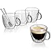 Espresso Cups - Extra-Strong Double Wall Insulated Glasses - Espresso Mug Set of 4. 5.4 Oz | Plus 2 Mini Coffee Spoon ( glass )