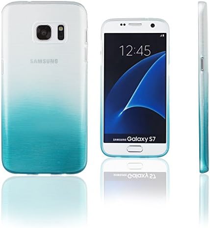 Xcessor Transition Color Flexible TPU Case for Samsung Galaxy S7 SM-G930. with Gradient Silk Thread Texture. Transparent/Light Blue