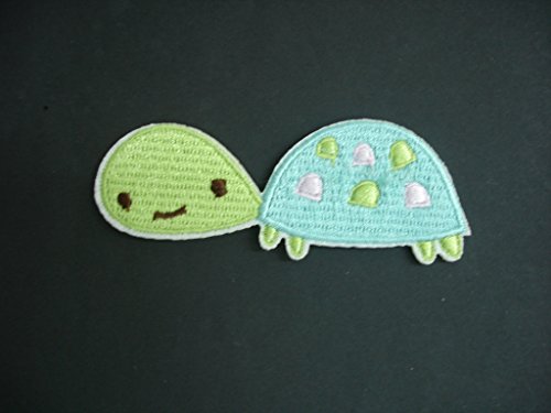 2 pieces TURTLE Iron On Patch Applique Wildlife Animal Tortoise Motif Fabric Decal 3 x 1.2 inches (7.5 x 3 cm)