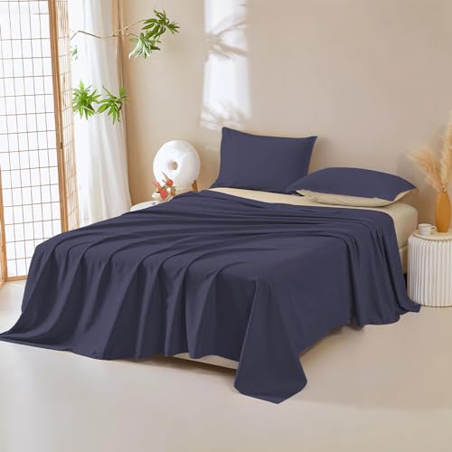 DUJUIKE Waterproof Bedspread, Waterproof Bed Sheet, Mattress Protector, Sofa Cover for Dog, Cat, Children, Double Bed (Queen 200 * 230cm, Dark Navy)