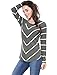 Allegra K Women's Long Sleeves Scoop Neck Casual Striped Chevron Print Tunic Top Medium Dark Gray