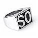OAKKY Jewelry Men's Stainless Steel Biker Rings, SO, Vintage, Silver and Black, Size 10