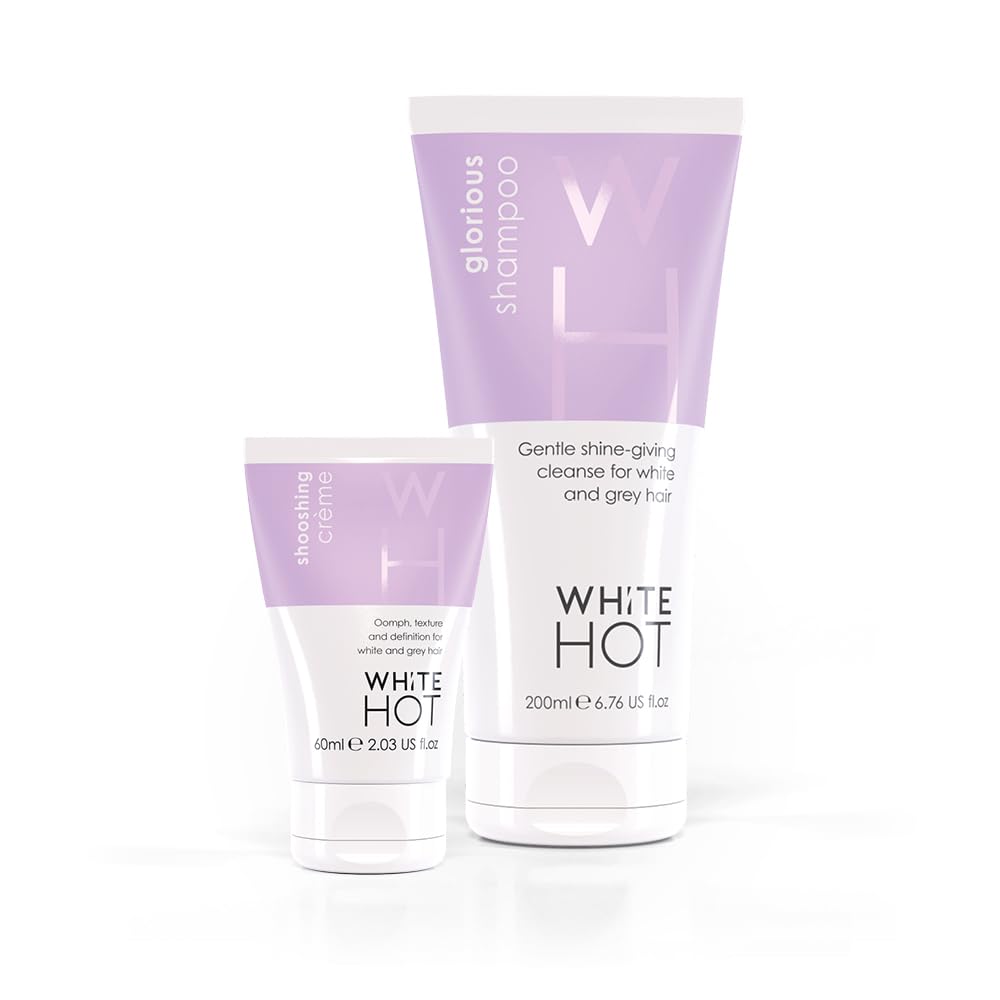 White Hot Short Hair Duo:Glorious Shampoo & Shooshing Crème to give grey & white hair volume & oomph