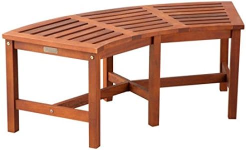 Palos Wood Products Curved Backless Fire Pit Bench - Made of Eucalyptus