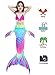 Camlinbo 3PCS Girls' Swimsuit Mermaid Tail For Swimming Tropical Bikini Set Support Monofin,A-aurora,Child XX-Large/10-12/Tag 150