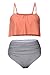 Aleumdr Womens Ruffle Crop Top High-Waisted Padded Bikini Set Swimsuit Thin Shoulder Straps Sexy Swimwear L Size Multicoloured
