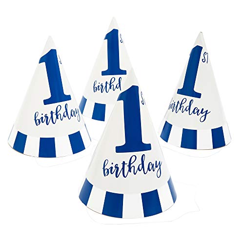 Blue Panda Boys 1st Birthday Paper Cone Party Hats - Pack of 24