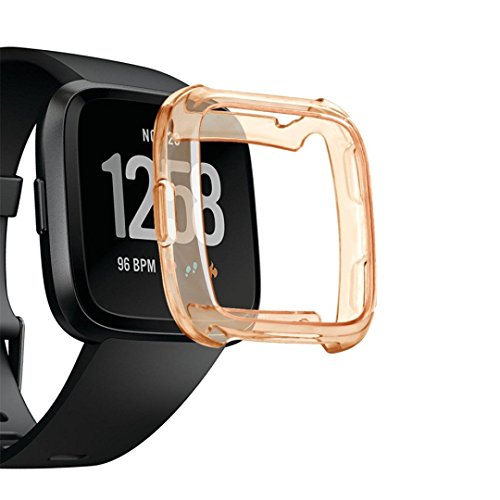 Lisin Fitbit Versa Watch Protective cover, TPU Silicone Cover Case Watch Casing Guard Protector For Fitbit Versa Smart Band (Orange)