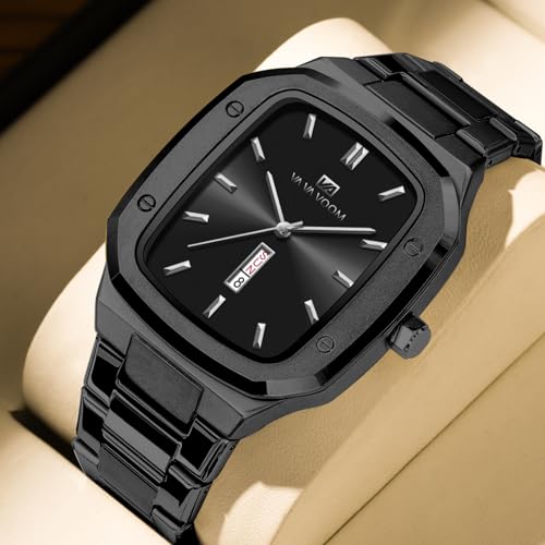 Cuadrado Reloj de Pulsera para Hombre de Acero Inoxidable con Reloj Hombre De Cuarzo Impermeable
