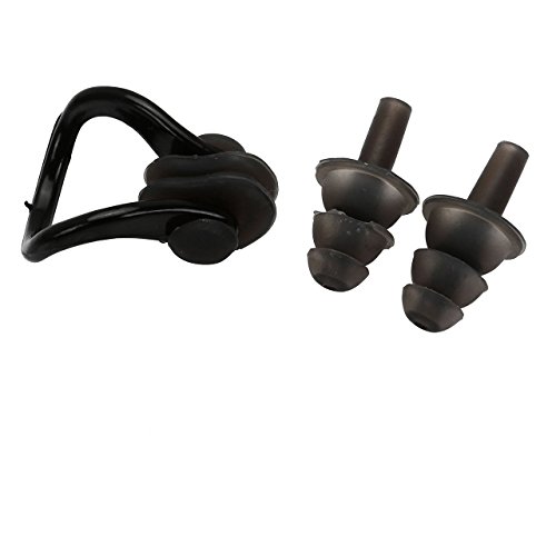 Faleto Swimming Goggles+ Nose Clip+ Silicone Swim Cap+Ear Plugs,Swim Goggles Anti Fog UV Protection for Adult Men Women Youth Kids Child,Black