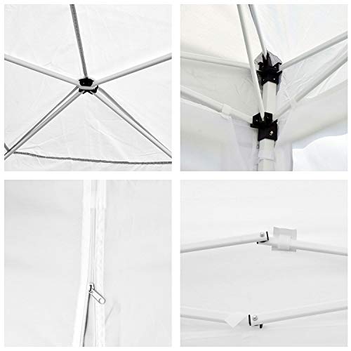 charaHOME 10'x20' Outdoor Canopy Tent, Pop up Canopy Tent,Gazebo Portable Wedding Party Tent Carrying Case/Bag,Adjustable Folding Gazebo Pavilion Patio Shelter with 6 Removable Side Walls,White