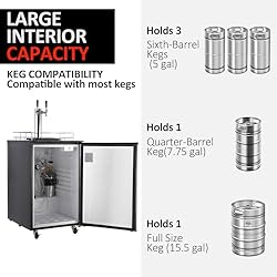 PioneerWorks Beer Kegerator, Single Tap Draft Beer