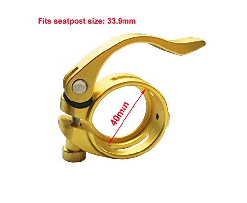 DEERU Aluminum Quick-Release Seat Post Clamp 40mm Bike Seat Clamp Fold Bike Seatpost Clamp, Gold