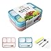 Leakproof Bento Lunch Box Container For Kids and Adult –2 Leakproof Containers with 3 and 4 Compartments–1 Tableware Set(Stainless Steel spoon and fork)–BPA Free Microwave and Dishwasher Safe
