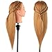 Mannequin Head 26-29 inch 100% Real Hair Styling Training Head, Cosmetology Doll Head, Mannequin Manikin Training Head With A Free Stand Clamp