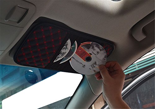 BININBOX Auto Car Sun Visor Organizer Pouch Bag Card Storage CD DVD Disk Holder Multi-Purpose Folder Pocket 9 Capacity (Red)