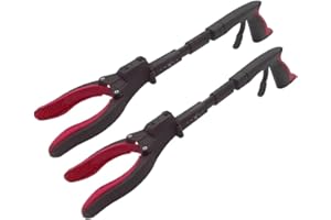 Grabber Reacher Tool 19" Aluminum Magnetic Claw with LED Light, Reacher Grabber Pickup Tool, Foldable Gripper Grabbers for Elderly Grab it Reaching Tool, Trash Grabbers Pickers, Red, by Luxet 2-Pack