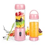 Personal Portable Blender with 480ml Travel Bottle, USB Rechargeable Single Served Smoothie Blender Six Blades in 3D Superb Mixing Personal Size Mixer Fruit Juicer Blender for Shakes and Smoothies