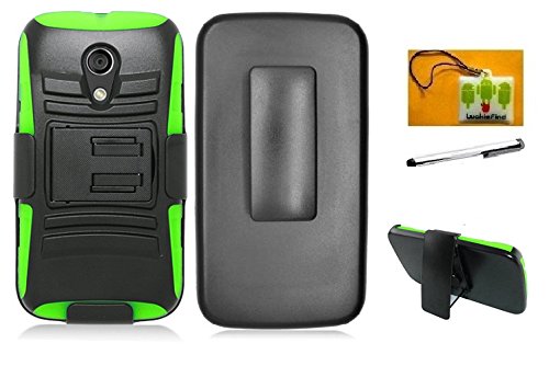Motorola Moto G2 XT1068, Hybrid Dual Layer Case with Stand, Stylus Pen & Screen Wiper