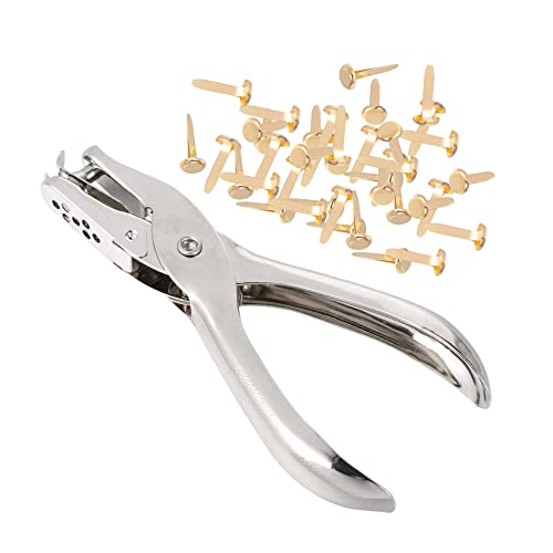 Gadpiparty 200Pcs Decorative Brass Paper Fasteners with Hole Punch DIY Craft Brads for Scrapbooking Card Making and Handmade Projects Smooth Edges Safe Design