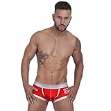 Voberry® Mens Underwear Low Rise Sexy Trunk Boxer Brief (L, Red)