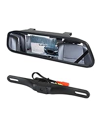 WEIKAILTD Kit de cámara de seguridad y monitor de 4,3 pulgadas para coche espejo retrovisor para DVD VCR Car cámara de marcha atrás + placa de matrícula de coche resistente al agua visión trasera cámara de aparcamiento asistencia con visión nocturna