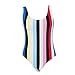 Bikini Factory Women One Piece Colorful Stripe High Cut Backless Bikini Swimsuit