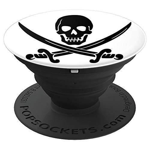 Skull Crossbone & Sword - Halloween Caribbean Pirates Horror - PopSockets Grip and Stand for Phones and Tablets