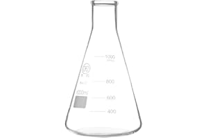 Deschem 1000ml,Glass Erlenmeyer Flask,1L,Lab Conical Bottle,Normal Neck,Narrow Mouth