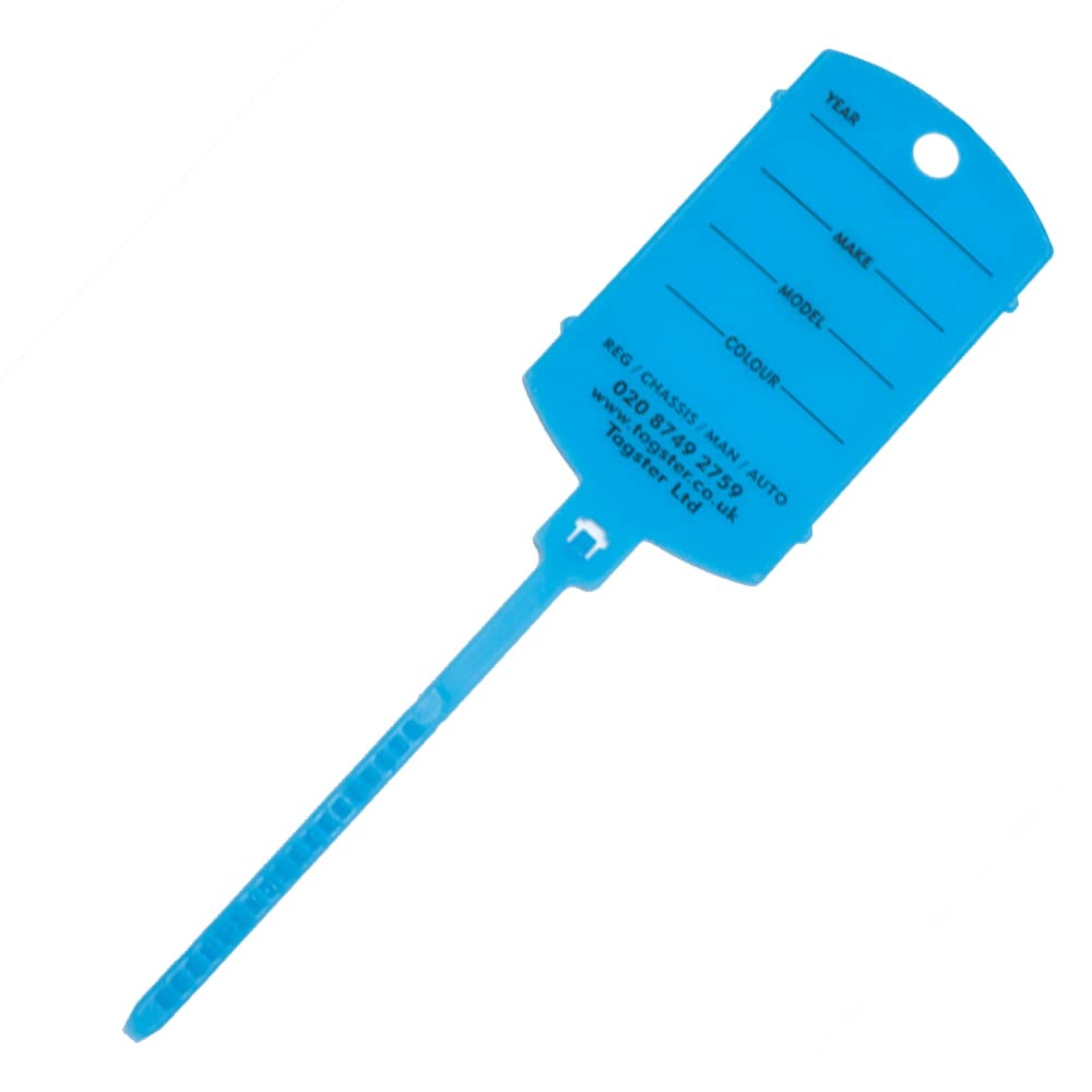 Key Tags - Vechicle Plastic Key Tags (200) with self looping Tails (Blue)