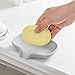SUBEKYU Soap Dish with Draining Tray, Silicone Soap Holder Saver for Shower/Bathroom, Keep Soap Bars Dry Clean, 2 Pack (White+Gray)