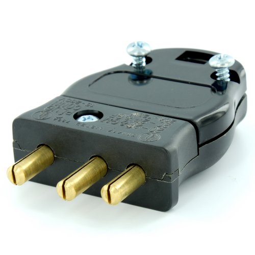 Leviton 20MP-E 20A-125 Volt, 2 Pole-3 Wire, Stage Pin, Male Plug Pressure Plate Terminals, Black