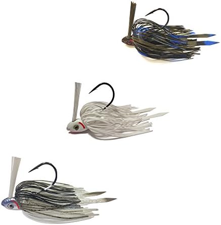 Swim Jigs with 3D Realistic Eyes Jig Head Fishing Lures to Bait Bass, Bluegill and More - 3-Pack (SWIM-JIG-12-OC-GS-WS)