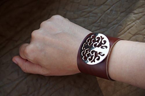 Christmas Day gift Genuine women Leather bracelet-handstitched white leather cuff for men and women,girl,unique handcraft design with Lattice shape