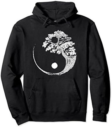 Unisex Yin Yang Bonsai Tree Japanese Buddhist Zen Pullover Hoodie 2XL Black