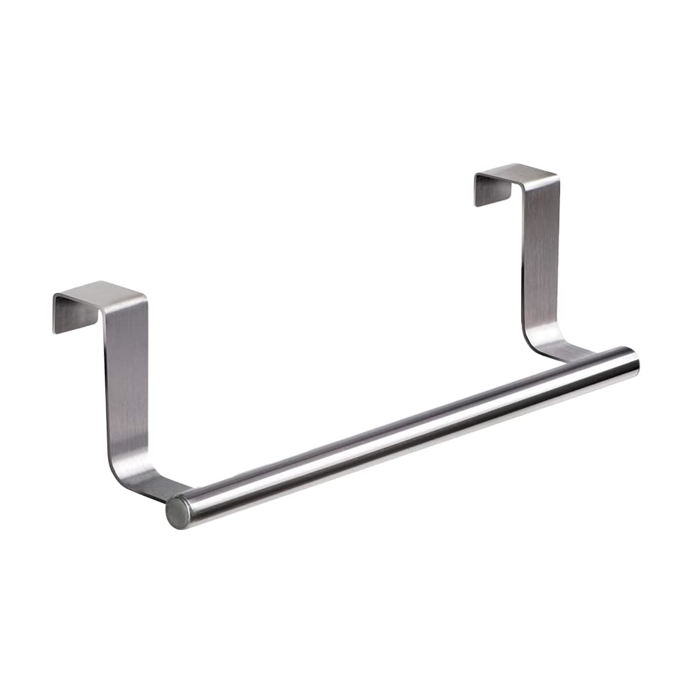 23 cm Over The Door Towel Holder, No Drilling Towel Rack Rails Door Hanging, Tea Towel Holders for Kitchens, Tea Towel Holders Stainless Steel, for Bathroom and Bedroom, Silver