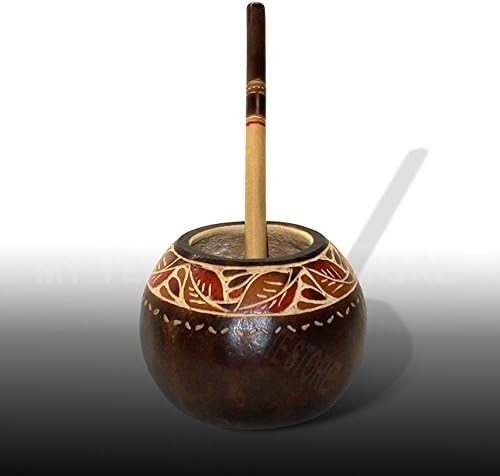 Artisan Dark Leaf Yerba Mate Gourd And Bamboo Bombilla